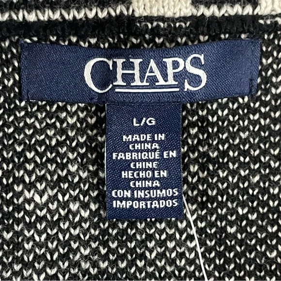 Chaps Sweater Jacket Women Large Black Plaid Asymmetrical Zip NWT T184 - Picture 9 of 12